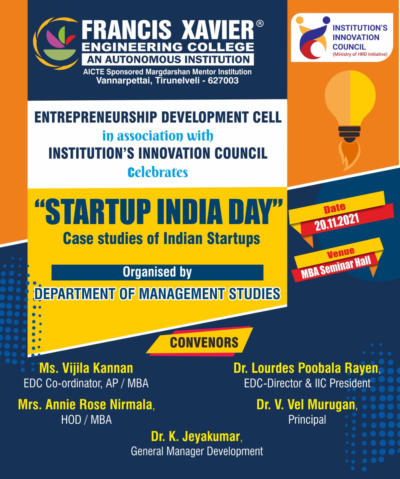 INDIA STARTUP DAY News & Events Francis Xavier Engineering College